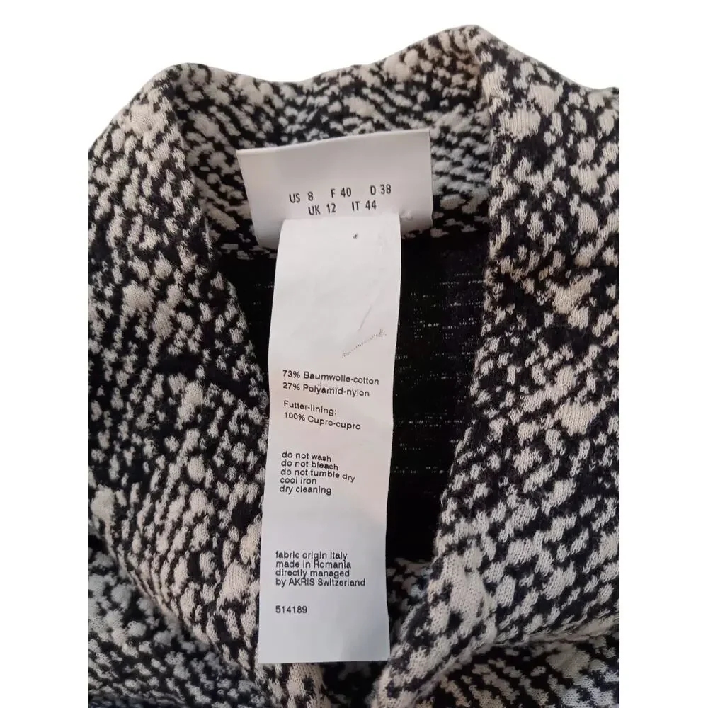 AKRIS PUNTO Woven Knit Sweater Dress 8 Tweed Textured Zip Side Pockets Black